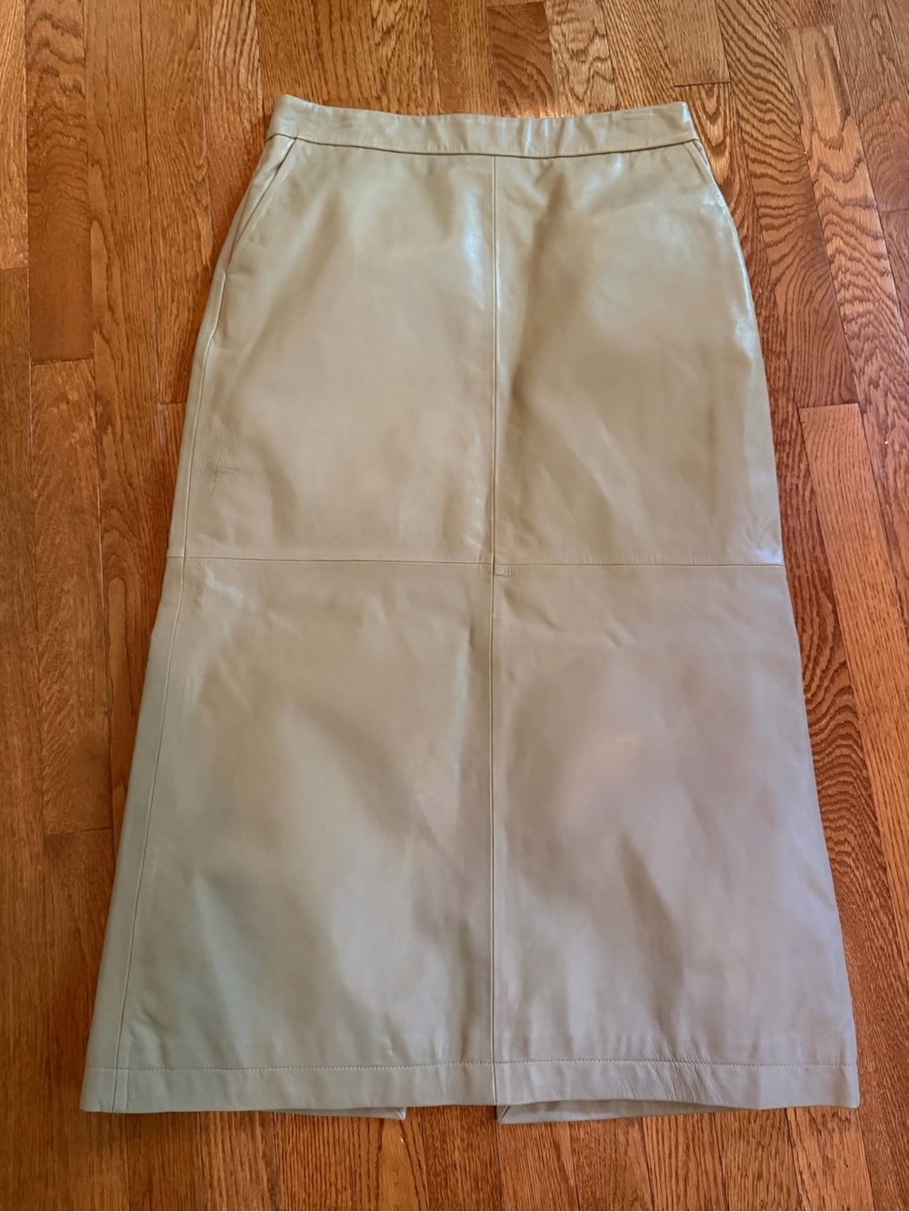 NWT Bod & Christensen genuine Leather Rhapsodee Maxi Skirt Lush Tan/Taupe Sz 10